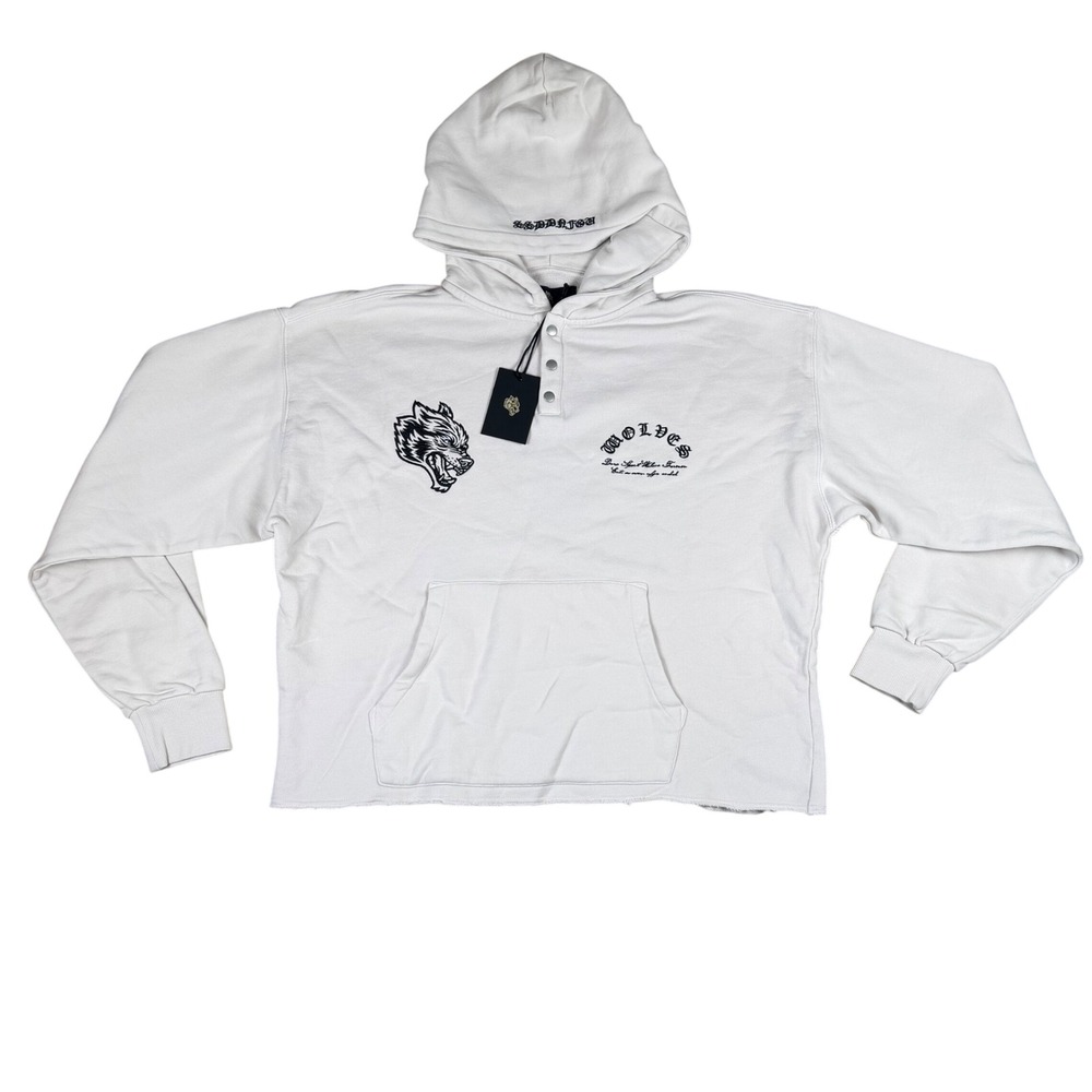 Darc Sport The Way Lemmy Snap Placket Hoodie Stone White Wolves Medium 230/1000